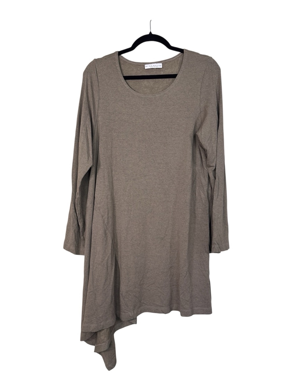 Bryn Walker Beige Asymmetrical Dress Womens S Lagenlook Artsy Casual Long Sleeve